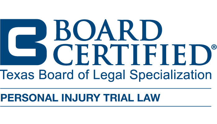 Board Certified in Personal Injury Trial Law by the Texas Board of Legal Specialization